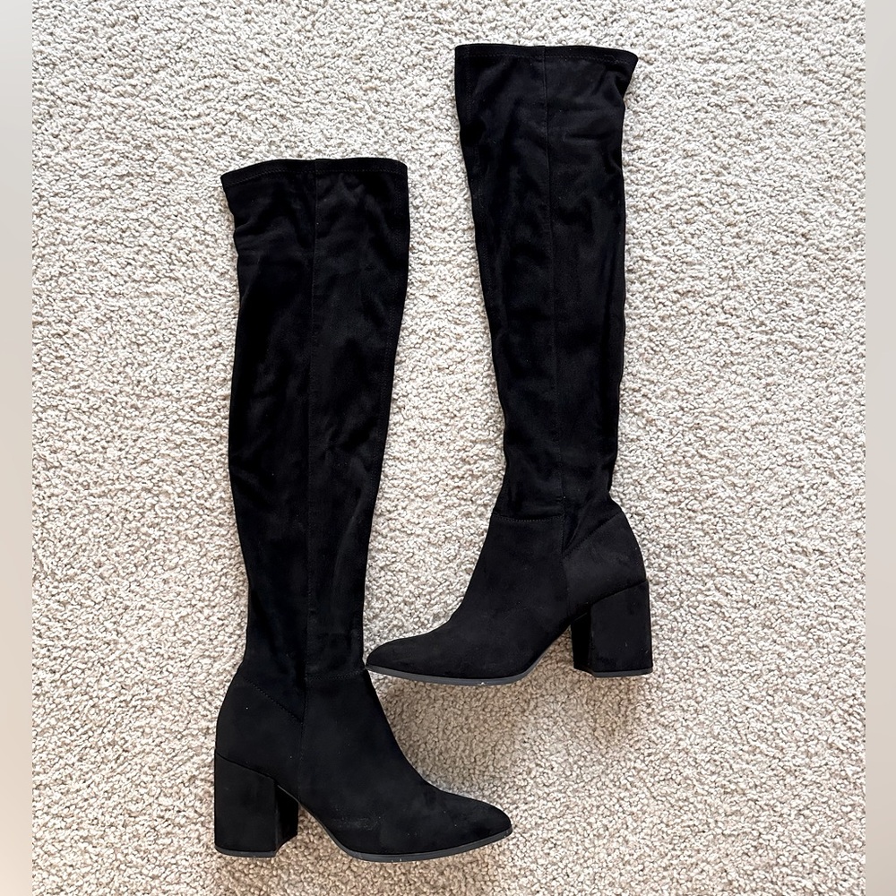 Steve Madden Over-the-Knee Black Suede Boots 7.5